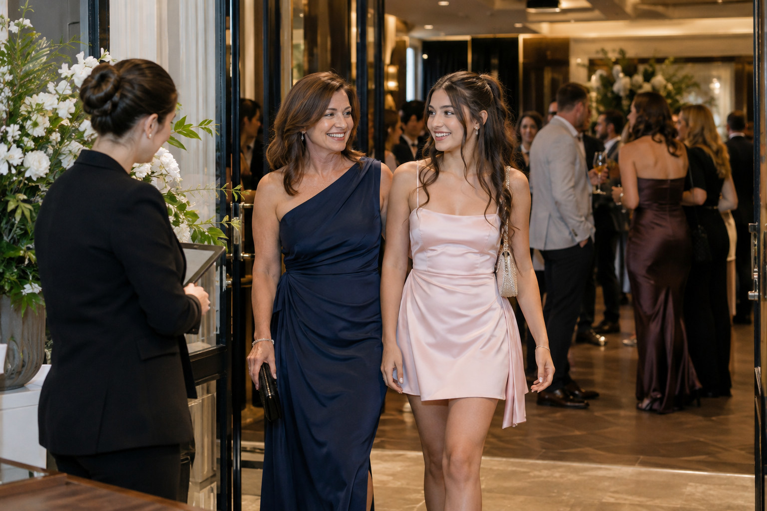 Young guest arriving with an adult at a function venue